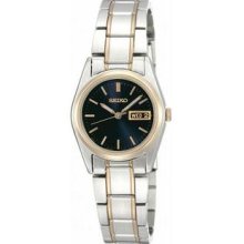 Women's Two Tone Stainless Steel Quartz Dress Dark Blue