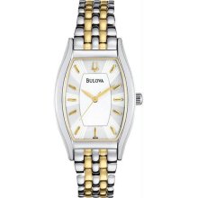 Women's Two Tone Tonneau Dress White Dial