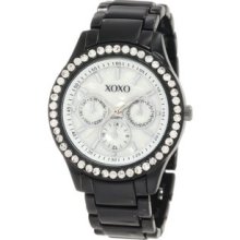 Women's XO5406 Black Enamel Bracelet With Rhinestones Accent