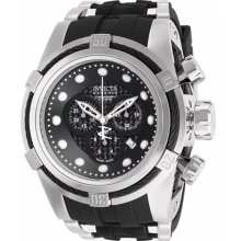 Zeus Bolt Chronograph Stainless Steel Case Rubber Bracelet Black Tone