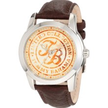 $115 New TOMMY BAHAMA Relax Mens Analog Steel Watch Brown Leather Band - Brown - Surgical Steel - 11.5