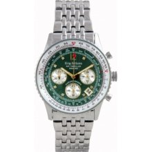 400308DS Krug Baumen Air Traveller Green Dial Stainless Steel Strap