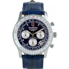 400507DS Krug Baumen Air Traveller Blue Dial Blue Strap