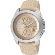 a_line Watches Women's Aroha Chronograph Beige Dial Beige Silicone Bei