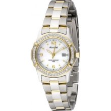 Accurist Ladies Quartz Watch With Mother Of Pearl Dial Analogue Display And Stainless Steel Plated Bracelet Lb1541p