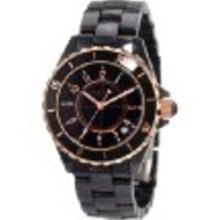 Akribos XXIV Women's AKR484BKR Allura Rose-Tone Black Ceramic