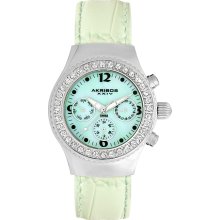 Akribos XXIV Women's Austrian Crystal Green Multifunction Quartz Watch