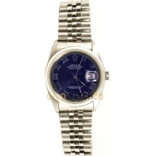 Amazing Datejust 16234 Jubilee Band Gold Fluted Bezel Blue Dial