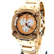 Aqua Master 1.30ct Men's Rose Gold Stainless Steel Watch W142-4