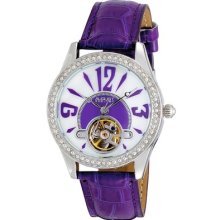 August Steiner Women's Crystal Skeleton Strap Watch