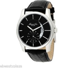 Auth Kenneth Cole Men's Black Leather Wrist Watch Kc1600