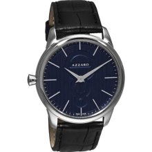 Azzaro Watches Men's Legend Black Azzaro Ring Dial Black Leather Azza