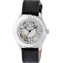 BCBG Leather Skeleton See Through Dial Women's Watch #BCBG6431