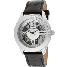 Bcbg Watch Bg6431 Women's Automatic Skeletonized See-thru Silver Dial Black