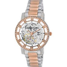 BCBG Watches Women's Automatic Skeletonized See-Thru Silver Dial Two T