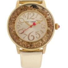 Betsey Johnson Watch Bj00159-02 Gold With Floating Crystals Retail$135