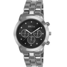 Breda Women's 'Nicole' Black Dial Watch (Silver/Black)