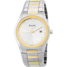 Bulova 98b125 Men's Two Tone Stainless Steel Quartz Watch With Silver Dial