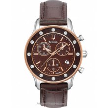 Bulova Ladies Diamond Chronograph Chocolate and Rose Gold 98R160