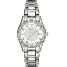 Bulova Ladies` Diamond Watch With Sunburst Inner Dial