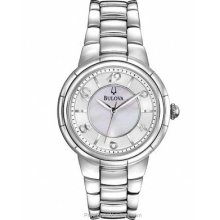 Bulova Ladies Rosedale Stainless Steel Mother Of Pearl 33mm Watch 96l169