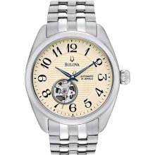 Bulova Men's Automatic Cream Dial Skeleton Display 96A124