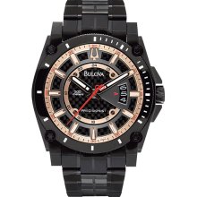 Bulova Men's Black Stainless Steel Precisionist Champlain Quartz Rose Two Tone Dial 98B143