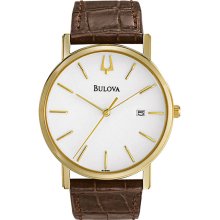 Bulova Men's Gold Tone Leather Strap 97B100