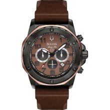 Bulova Men's Stainless Steel Marine Star Chronograph Brown Dial 98B128