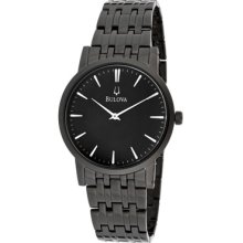 Bulova Watches Men's Thin Series Black Dial Black Ion Plated Stainless