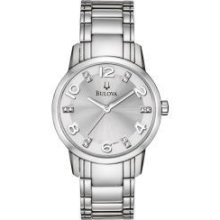 Bulova Women's Stainless Steel 12 Diamond Dial Watch 96p111