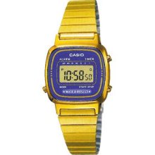 Casio Digital La670wga-6df Gold Purple Stainless Steel Band Water Resistant