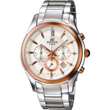 Casio Ef530p-7av Men's Edifice Two Tone Rose Stainless Steel Chronograph Watch