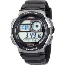 Casio Men's AE1000W-1BVCF Silver-Tone and Black Digital Sport Watch