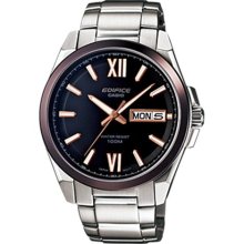 Casio Men's Edifice EFB100D-5AV Silver Stainless-Steel Quartz Watch with Blue Dial