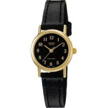 Casio Women's Black Leather Strap Watch, Black Dial, LTP1095Q-1B