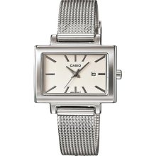 Casio Women's Core LTP1332BD-7A Silver Stainless-Steel Quartz Watch with White Dial