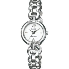 Casio Women's Core LTP1349D-7C Silver Stainless-Steel Quartz Watch with White Dial