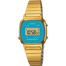 Casio Women's LA670WGA-2 Gold Stainless-Steel Quartz Watch with Blue