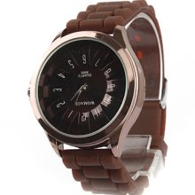 Chrysanthemum Design Quartz Wrist For Watch Men Women(Brown)