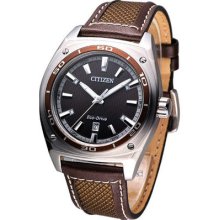 Citizen Gents Eco-drive Nylon Strap Watch Brown Aw1051-09w