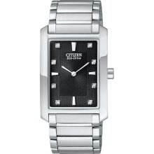 Citizen Men's Eco-Drive Strainless Steel Palidoro Diamond Accented Black Dial BL6050-57E