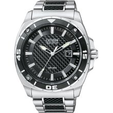 Citizen Men's Stainless Steel Black Carbon Fiber Dial Eco-Drive AW1090-58E