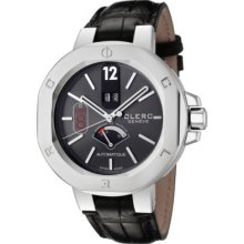 Clerc Men's Icon 8 Swiss Automatic Black Dial & Crocodile Strap Watch