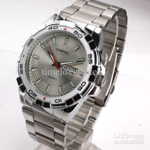 Cn Post Elegent Men Silver Dial Stainless Quartz Sport Day Date Watc