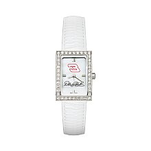 Dale Earnhardt Ladies Allure Watch White Leather Strap