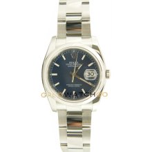 Datejust 116200 Steel Oyster Band Smooth Bezel Blue Dial