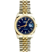 Datejust 116233 Steel Gold Jubilee Band Fluted Bezel Blue Dial