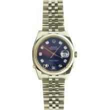 Datejust 116234 Steel Jubilee Fluted Bezel Blue Diamond Dial