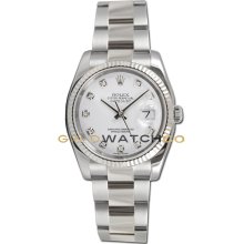 Datejust 116234 Steel Oyster Fluted Bezel White Diamond Dial